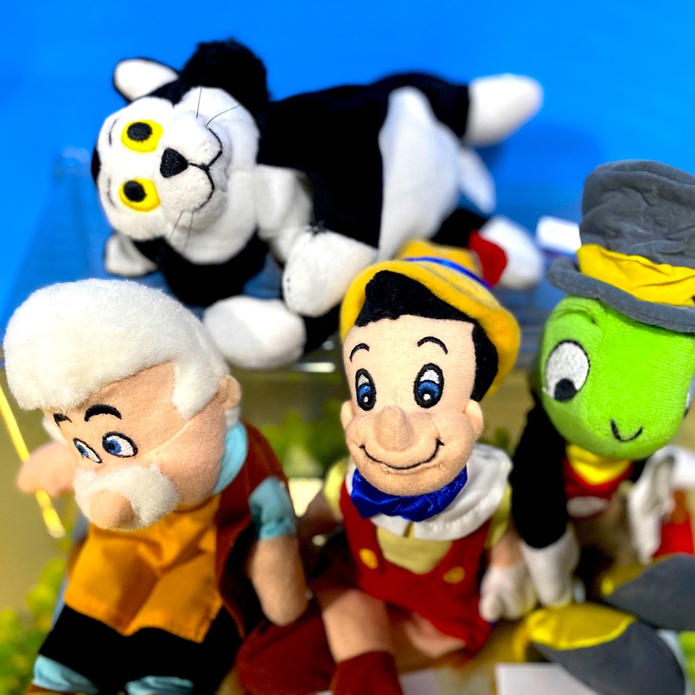 DISNEY EXCLUSIVE NWT VTG 90s PINOCCHIO RETIRED BEAN BAG PLUSH COMPLETE SET OF 4 - Picture 8 of 13